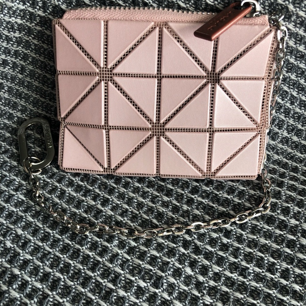 Issey Miyake Pink Geometric Clutch with Chain